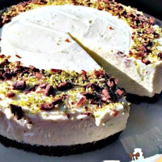 Oh this is good! Chilled Lime and Chocolate Cheesecake. No bake and real easy to make.