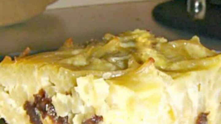 Pastieri, a.k.a Sweet Noodle Kugel.A really easy and delicious traditional family recipe, using pasta noodles, baked in a delicious sweet custard. Economical and simple to make.