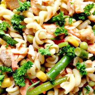 Salmon Pasta Salad - A wonderful fresh tasting side or main dish with a super dressing too!