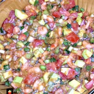 Shrimp Salsa. a wonderful quick recipe with avocado, tomato and other goodies. great for parties, game days and pot lucks too!