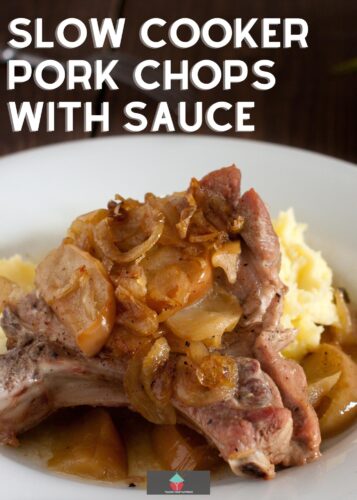 Slow Cooker Pork Chops with a deliciously spiced cooking sauce and also choices of pouring sauces for serving. Your chops will be juicy and full of flavor!