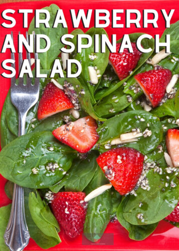 Strawberry and Spinach Salad with a delicious poppyseed dressing is to die for! Great for parties, BBQ's and as a side dish for lunch or dinner