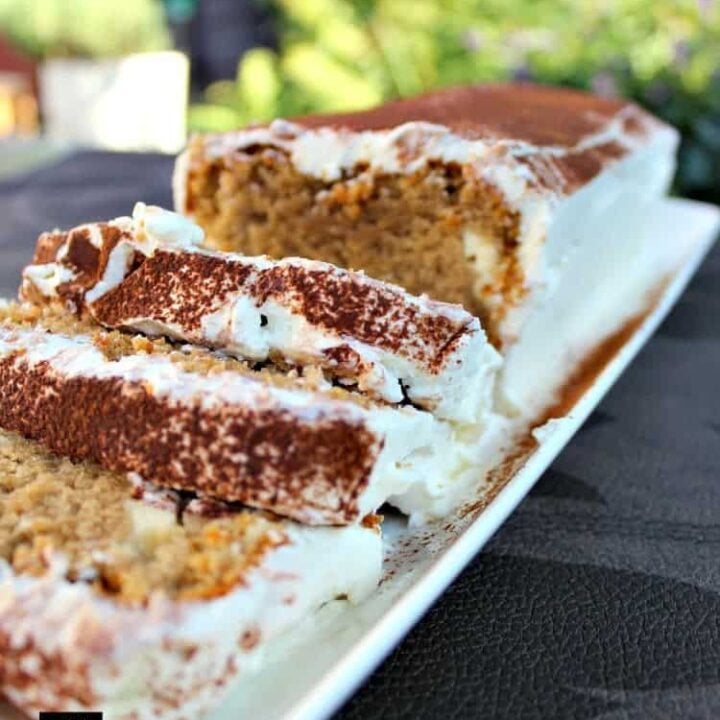 Tiramisu Pound Cake Tiramisu Pound Cake, a soft and delicious pound cake with all the flavors of a Tiramisu! It's even got a mascarpone frosting. This will go fast so be sure to make two!
