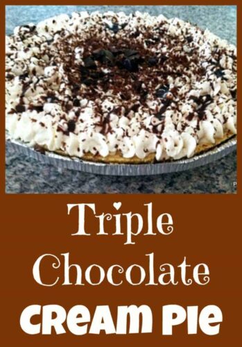 Triple Chocolate Cream Pie. Easy to make and of course super delicious! Serve chilled and enjoy!