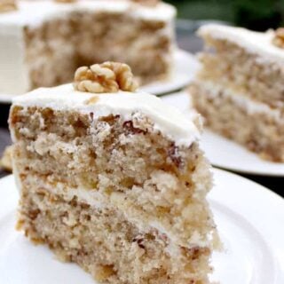 Walnut Cake is a delicious easy recipe. the cake is so soft and fluffy! Recipe also for a lovely vanilla frosting. You can make this a s a round cake or a loaf, instructions for both. Freezer friendly too!