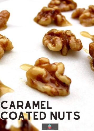 Caramel Coated Nuts! These nuts are absolutely delicious on their own as a snack, or you can use them in cakes, desserts, apple pies, the sky's the limit! Easy to make and flexible for you to choose your favorite nuts.