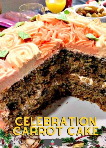 Celebration Carrot Cake, a beautifully moist and soft carrot cake with the surprise addition of coconut and a whipped cream frosting make this cake absolutely delicious!
