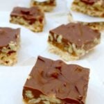 Chocolate Caramel Pecan Bars. These are so addictive! Easy to make and always popular! Flexible so you can use your favorite chocolate, like milk, dark, white and also use whatever nuts you love!