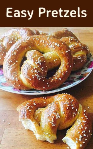 Easy Pretzels. These are delicious and easy to make. You can add sweet or savory toppings, such as a chocolate coating or melted cheese, very flexible! Great party food!