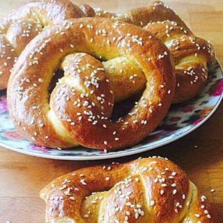 Easy Pretzels. These are delicious and easy to make. You can add sweet or savory toppings, such as a chocolate coating or melted cheese, very flexible! Great party food!