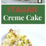 Italian Creme Cake. A delicious cake with coconut,vanilla and pecans, and frosted with a delicious cream cheese frosting. Always a hit with family and parties!
