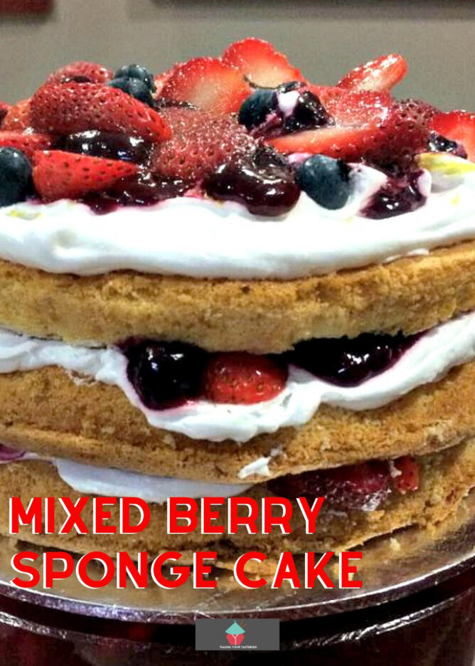 Mixed Berry Sponge Cake Lovefoodies