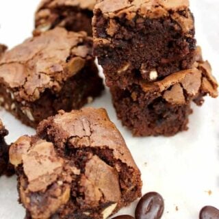 Mocha and Spritz Cookie Brownies. These are a wonderful soft, chewy brownie, flavored with coffee and vanilla spritz cookies. Perfect with a cup of coffee or glass of milk! They'll also make great gifts at Christmas time too!