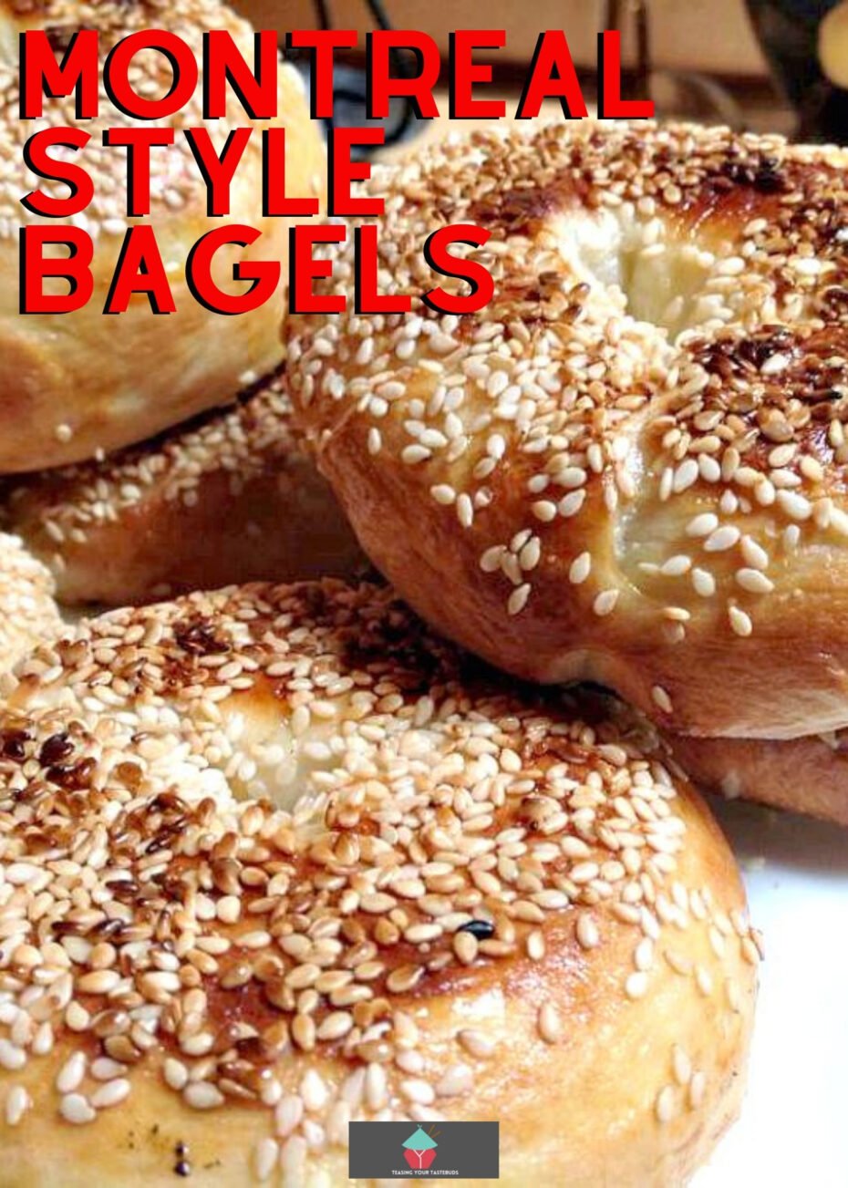 Montreal Style Bagels 2 Montreal Style Bagels, delicious homemade bagels. A wonderful soft bread, sweetened with honey and topped with sesame seeds. Easy instructions and freezer friendly too!