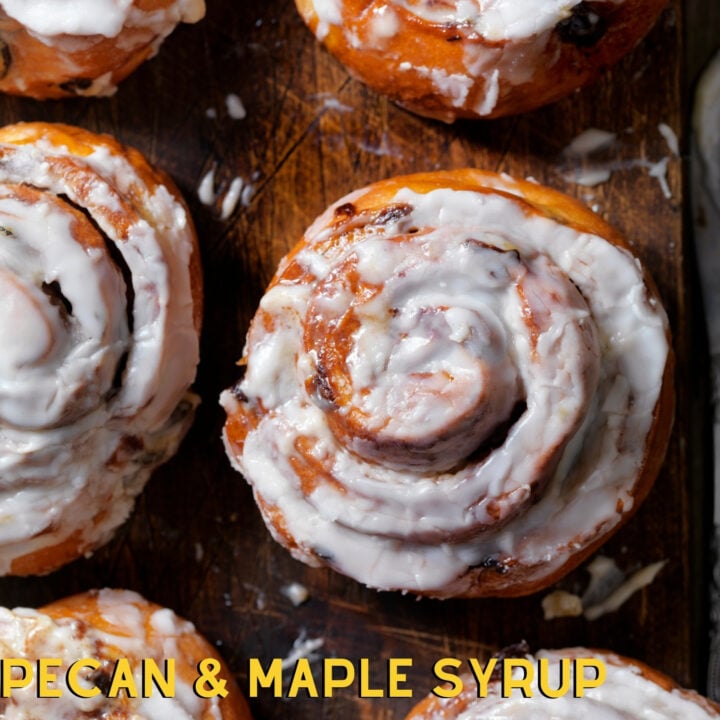Pecan Maple Syrup Cinnamon Rolls Pecan Maple Syrup Cinnamon Rolls. These are so yummy! Soft, sticky bread buns loaded with pecans and delicious Maple Syrup. Great served warm from the oven!