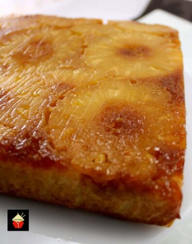 Easy Pineapple Upside Down Cake. This is a very easy, made from scratch recipe. The cake is so soft and moist, bursting with pineapple flavor. Delicious served simply on it's own or with some ice cream or whipped cream. Easy, fuss free recipe using regular ingredients and so good!