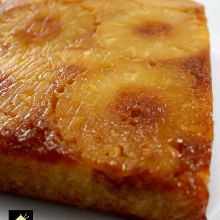 Easy Pineapple Upside Down Cake Easy Pineapple Upside Down Cake. This is a very easy, made from scratch recipe. The cake is so soft and moist, bursting with pineapple flavor. Fuss free and delicious! | Lovefoodies.com