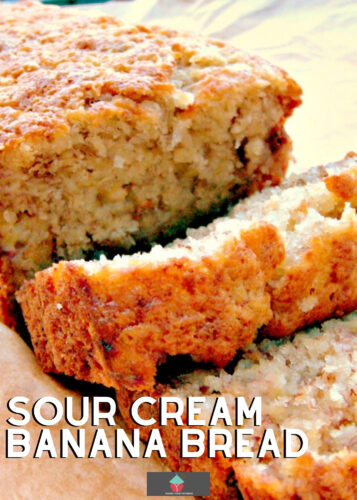 Sour Cream Banana Bread. A soft and delicious cake using sour cream and bananas makes for a lovely easy recipe. Instructions for mini loaves or regular loaf pan!