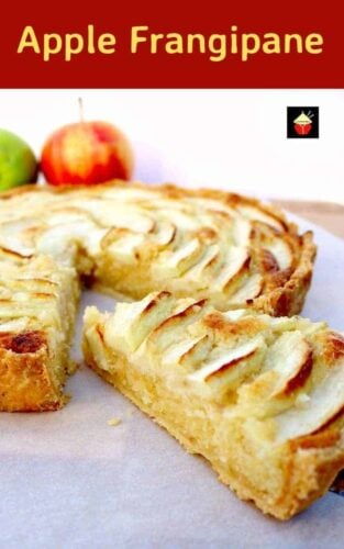 Apple Frangipane. This is a really nice coffee time cake to make. Goes great with a nice cuppa! Or you can have as a dessert, warm or cold with a squirt of whipped cream or like me, a blob of vanilla ice cream! It's really yummy! Delicious! | Lovefoodies.com
