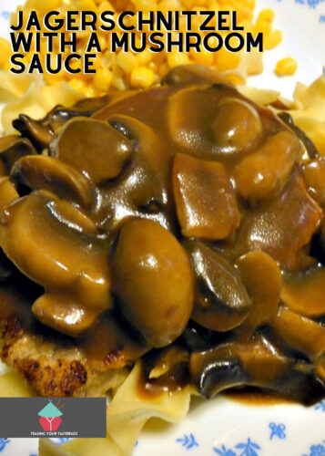 Jagerschnitzel! This is a lovely easy recipe for Pork pan fried in butter then topped with a delicious mushroom sauce. Very popular In parts of Germany and often served with Spaetzle or pasta