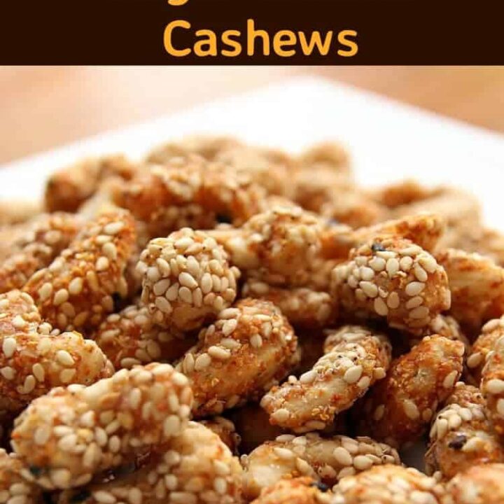 Sesame Sugar Coated Cashews 6 Sesame Sugar Coated Cashews. These are delicious served warm! The sugar coating along with the sesame and other spices makes for a lovely flavor. Recipe also has other flavor suggestions for you to try so make up a batch soon! | Lovefoodies.com