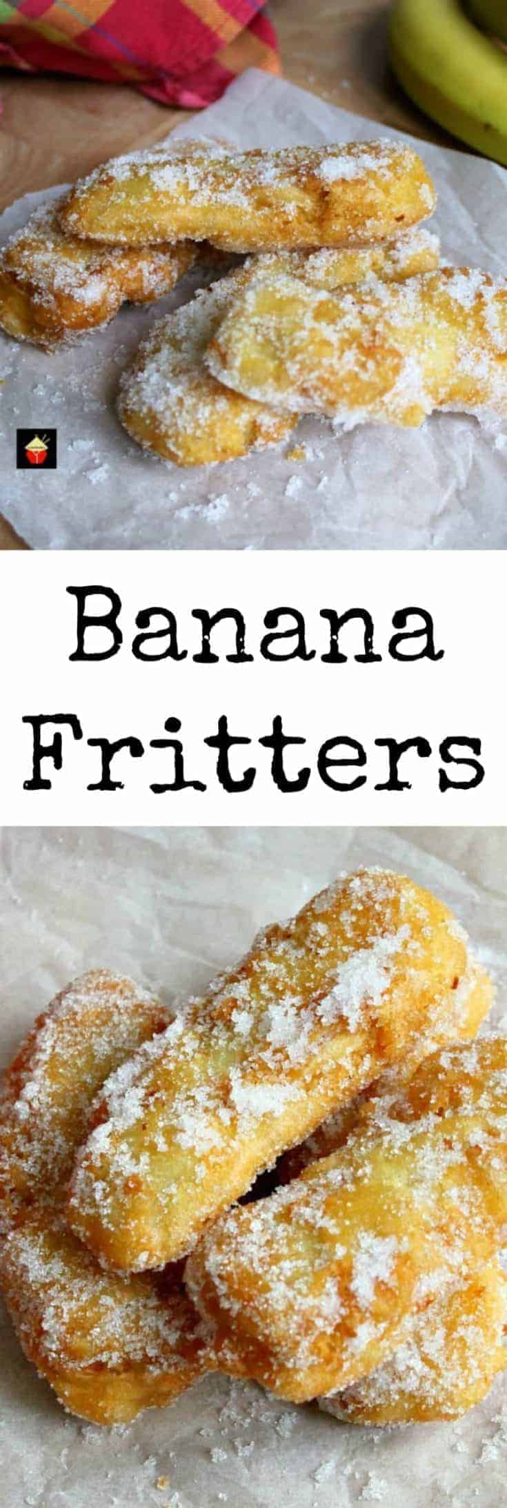 Banana Fritters.A crispy treat, serve warm as they are or with some