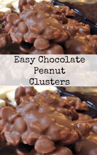 Easy Chocolate Peanut Clusters! These little chocolate bites are quick and easy to make. You can also add raisins, your favorite nuts, cranberries, whatever you like! You choose!