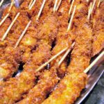 Breaded Chicken Skewers. These are a wonderful little appetizer or party food. Quick and easy to make and juicy to the bite too! Serve warm with your favorite dips. These always go fast at parties so be sure you make plenty! | Lovefoodies.com