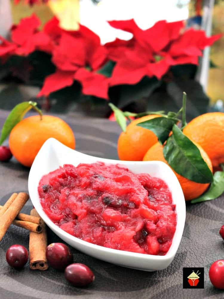 Simple Cranberry and Apple Sauce. A very easy recipe and goes great with a turkey dinner! Use as a sauce or marinade, add in wraps, salads, the possibilities are endless. Make ahead, freezer friendly and make great gifts in little jars too! Thanksgiving and Christmas Collection | Lovefoodies.com
