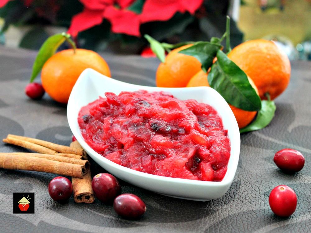 Simple Cranberry and Apple Sauce. A very easy recipe and goes great with a turkey dinner! Use as a sauce or marinade, add in wraps, salads, the possibilities are endless. Make ahead, freezer friendly and make great gifts in little jars too! Thanksgiving and Christmas Collection | Lovefoodies.com