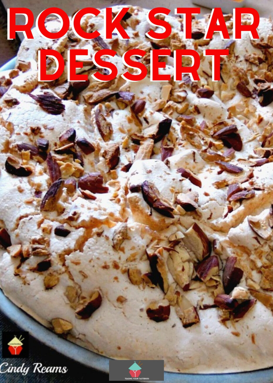 Rock Star Dessert Rock Star Dessert! A delicious dessert made up of yellow cake and meringue and topped with whipped cream, delicious lemon curd and berries. It's a crowd pleaser!