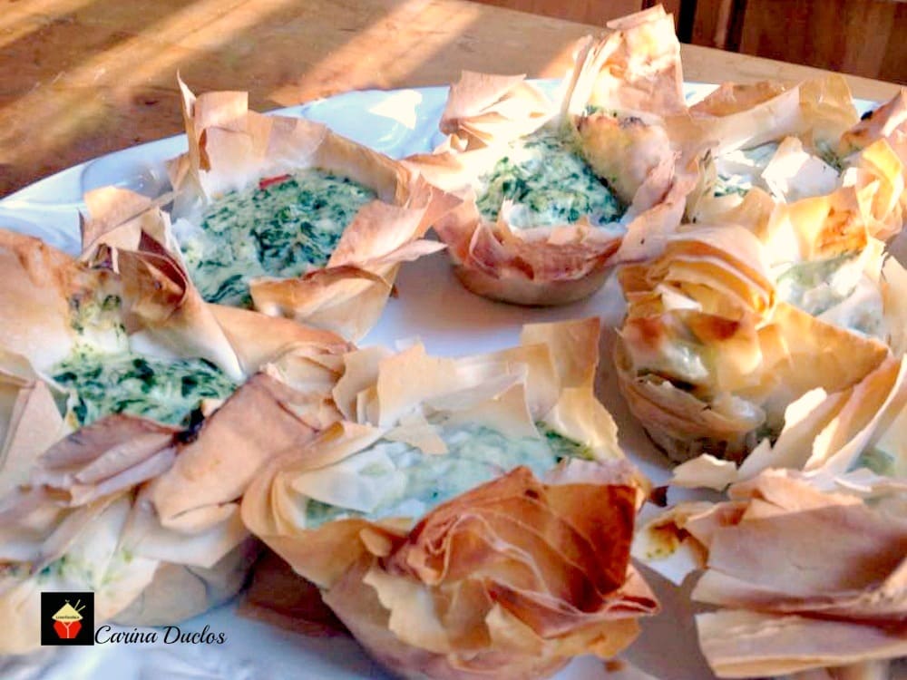 Spinach Cream Cheese Filo Nests Lovefoodies