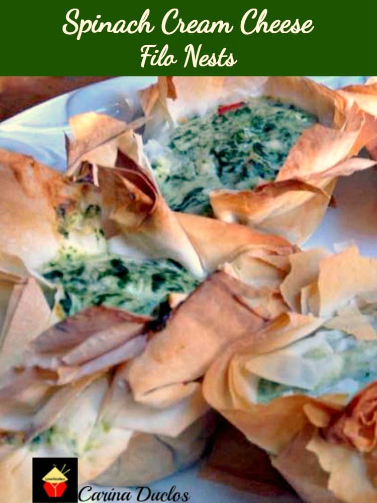 Spinach Cream Cheese Filo Nests Lovefoodies