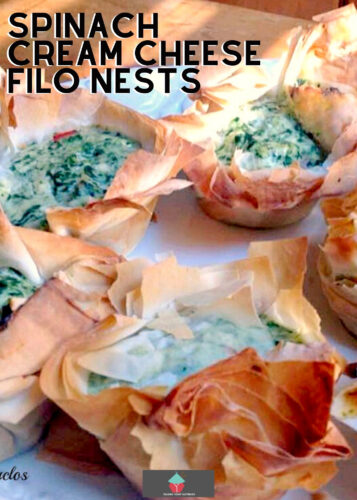 Spinach Cream Cheese Filo Nests. An incredibly flexible quick and easy recipe, great for brunches, parties lunch boxes. Options to add bacon, chicken for the meat lovers too!
