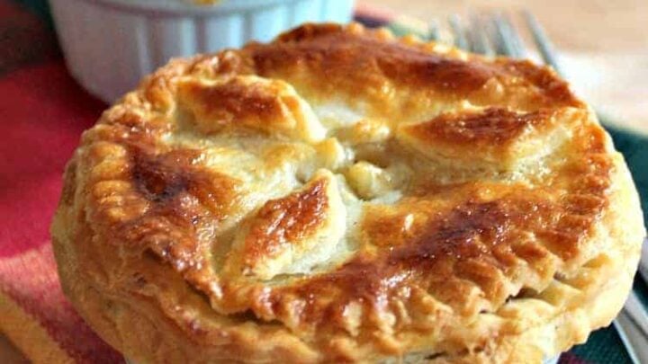 Mini Chicken Stroganoff Pot Pies with a to die for flaky buttery pie crust. Serve piping hot from the oven! So good! | Lovefoodies.com