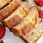 Strawberry Pound Cake. A delicious recipe bursting with fresh strawberries. Soft, moist and perfect with a morning coffee or to take to friends! | Lovefoodies.com