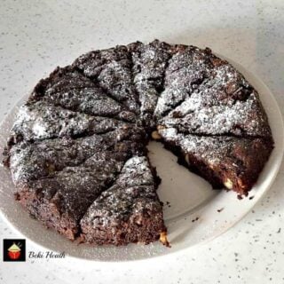 Apple Sauce and Walnut Brownie Cake. A lovely easy recipe using no eggs or fat. It tastes amazing but without all the calories! | Lovefoodies.com