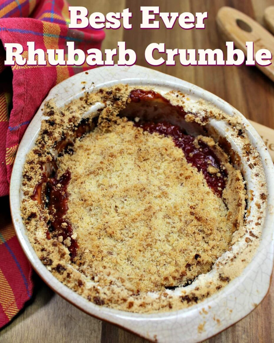 Best Ever Rhubarb Crumble Best Ever Rhubarb Crumble. A delicious easy dessert with juicy sweet and tangy rhubarb and a crisp, crunchy topping. A perfect pudding made from scratch.