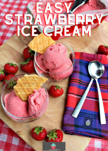 Easy Creamy Strawberry Ice Cream uses regular fresh ingredients to make a creamy ice cream bursting with strawberries. Very easy homemade recipe