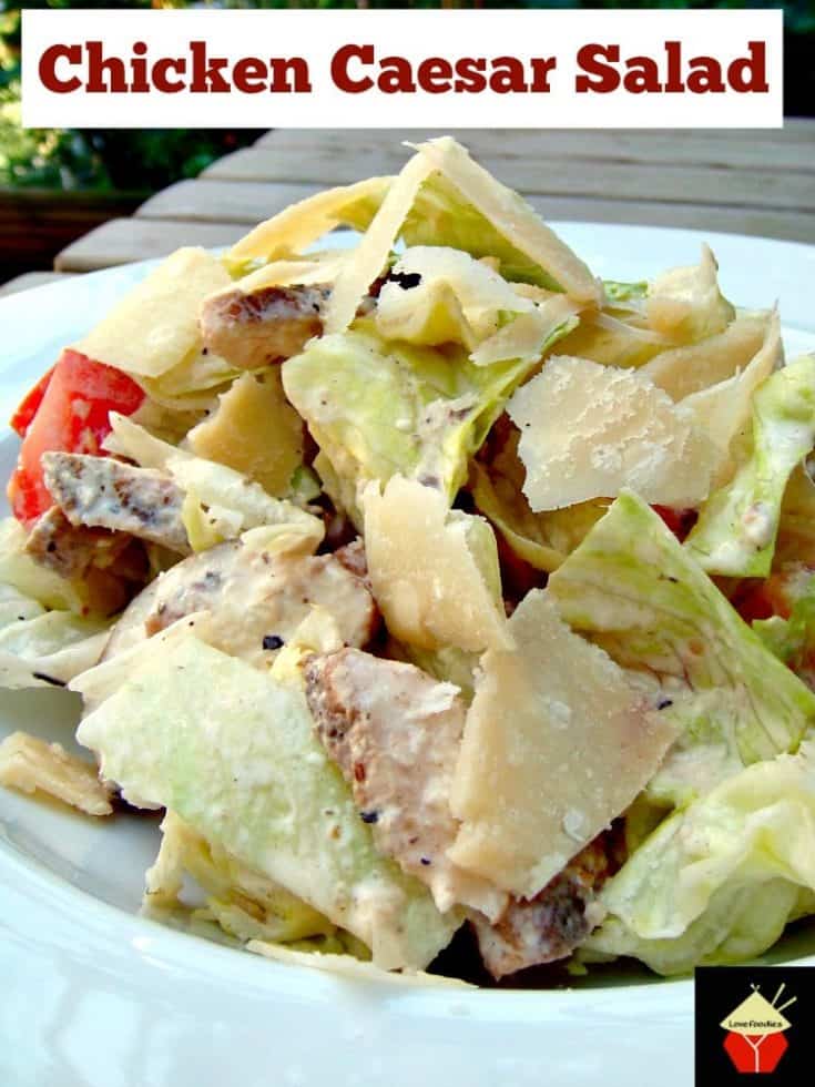 Chicken Caesar Salad, made from scratch.Options for low calorie