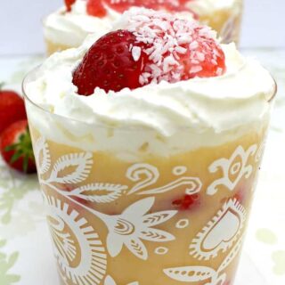 Easy Strawberry and Coconut Trifle. An incredibly easy and great tasting dessert sure to please! | Lovefoodies.com