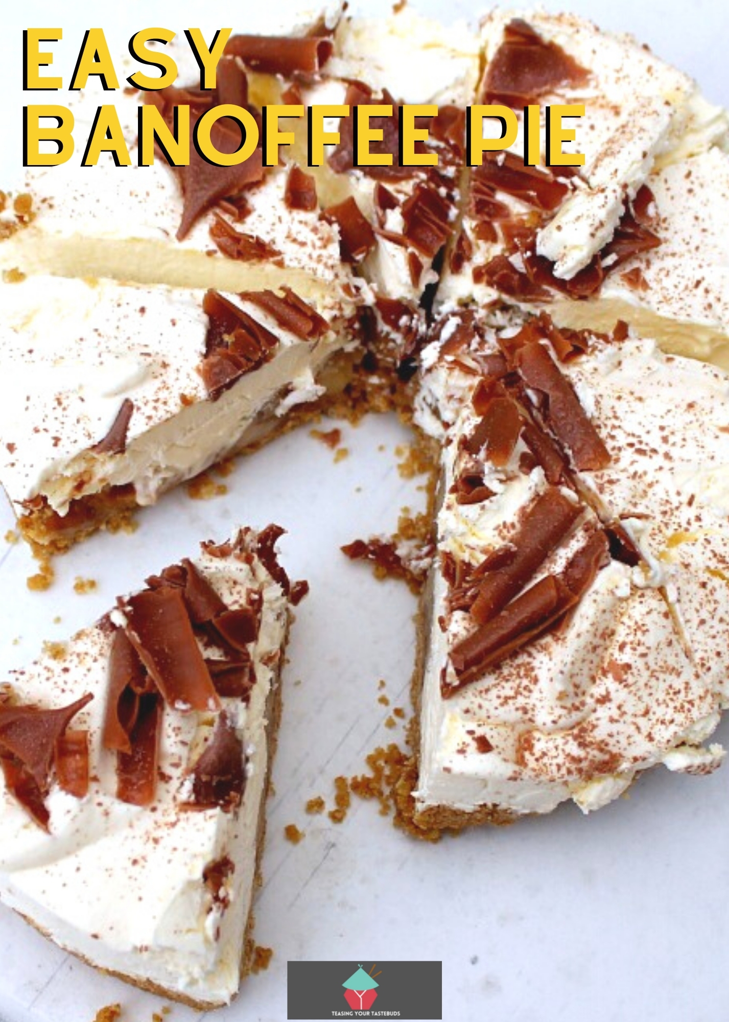 Easy Banoffee Pie Easy Banoffee Pie. This is a wonderful creamy no bake dessert with layers of banana and caramel. Very easy to make and always popular.