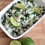 Garlic and Lime Cilantro Rice. A wonderful refreshing side dish using simple fresh ingredients and always popular! | Lovefoodies.com