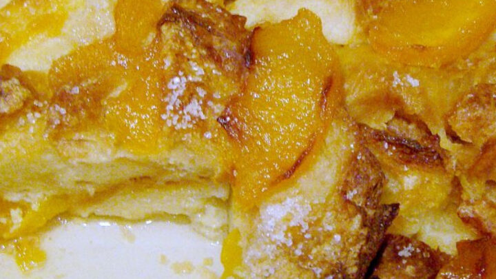 Peach Croissant Bread PuddingH