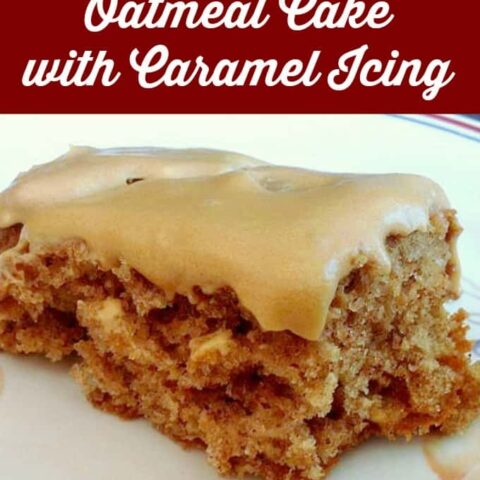 Old fashioned Oatmeal Cake with Caramel Icing Old fashioned Oatmeal Cake with Caramel Icing. A wonderful moist, fluffy, soft sheet cake, using oats and apple sauce. Tastes like carrot cake! Easy homemade recipe and a family favorite.