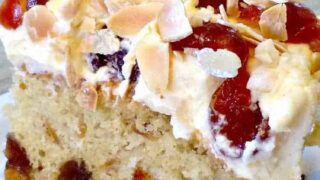 Cherry Almond Cake with Cream Cheese Frosting