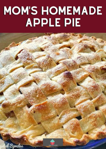 Mom's Homemade Apple Pie. A wonderful old family recipe, simple ingredients, easy to make and delicious every time! Perfect for a regular family dessert, or to take to pot lucks, Thanksgiving, or anytime!