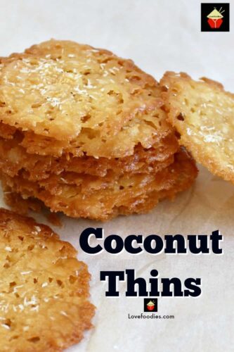 Coconut Thins! If you like crisp, caramel,coconut and sweet then these little sweet treats are for you! They're absolutely delicious and will store for up to a week if you wish to make ahead. They also make lovely gifts too! Nice easy recipe using regular ingredients.