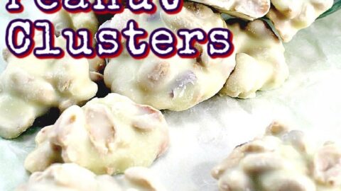 White Chocolate Peanut Clusters! These little chocolate bites are quick and easy to make. You can also add raisins, your favorite nuts, cranberries, whatever you like! You choose!