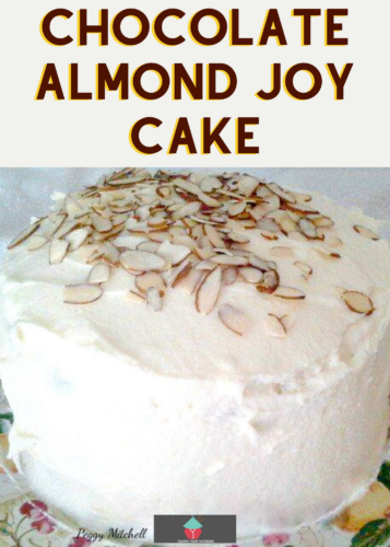 Chocolate Almond Joy Cake, a delicious homemade buttermilk chocolate cake with almond and a whipped cream coconut frosting. An absolutely delicious soft and moist cake recipe